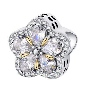 Pandora Silver and Gold Floral Charm